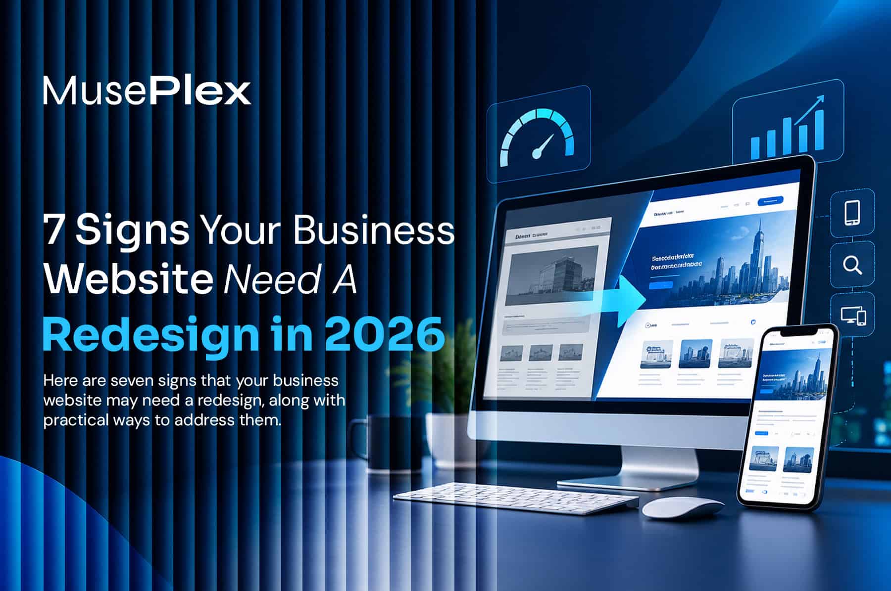 Modern business website displayed on desktop and mobile devices